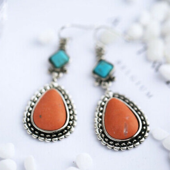 New Sterling silver Boho Turquoise Earrings - Picture 4 of 4